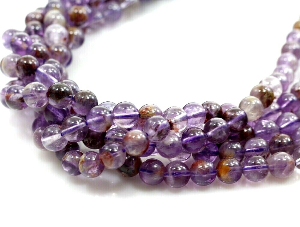 Natural Super Seven7 Melody Amethyst Round Bead 15″ strand 4mm 6mm 8mm 10 12mm