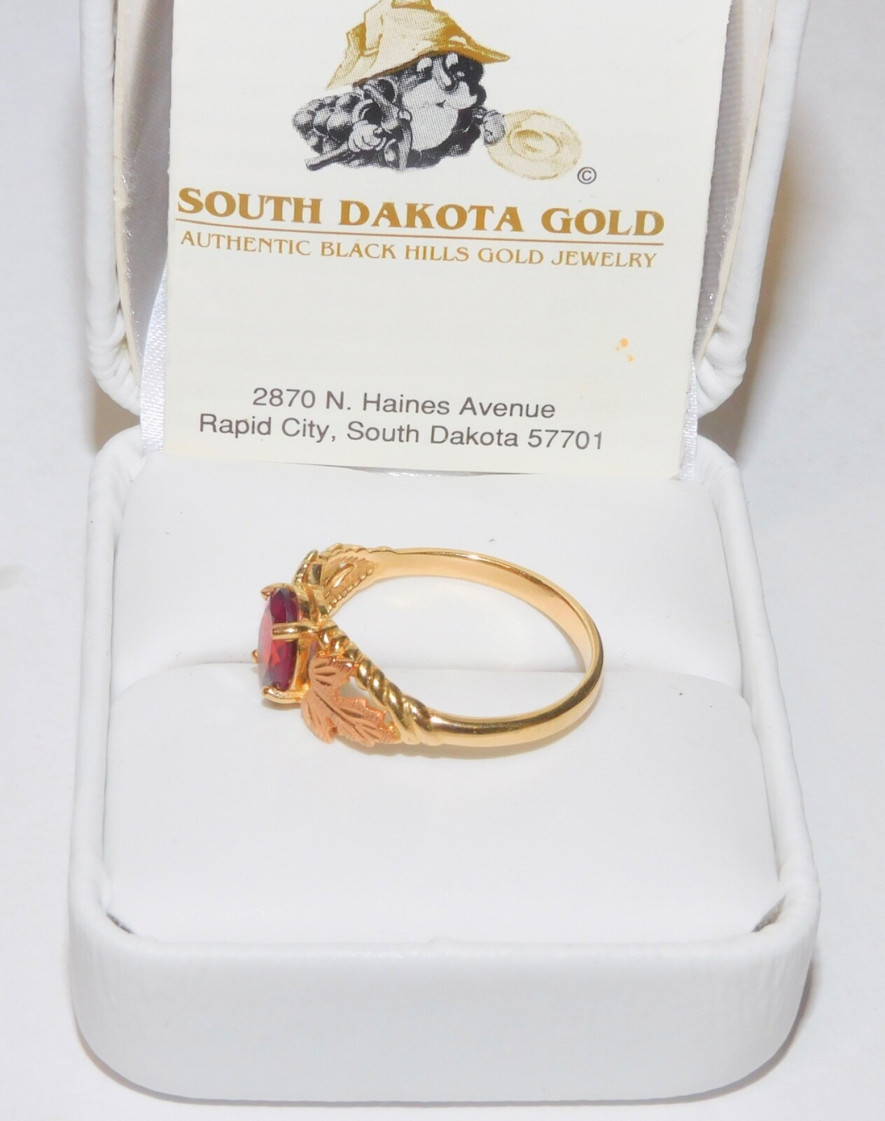 Black Hills Gold 10k Garnet Leaves Ring Size 8