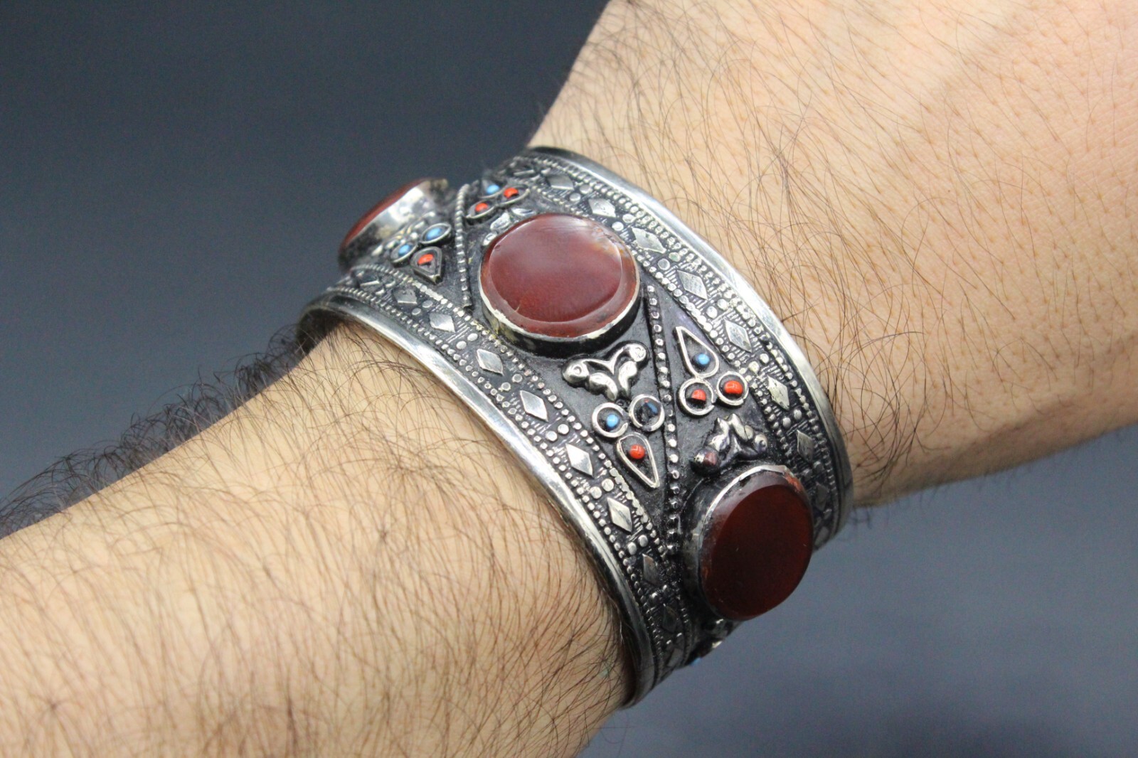 Afghan Cuff Bracelet, Carnelian Stones Cuff Bracelet, Boho Cuff Bracelet #B09