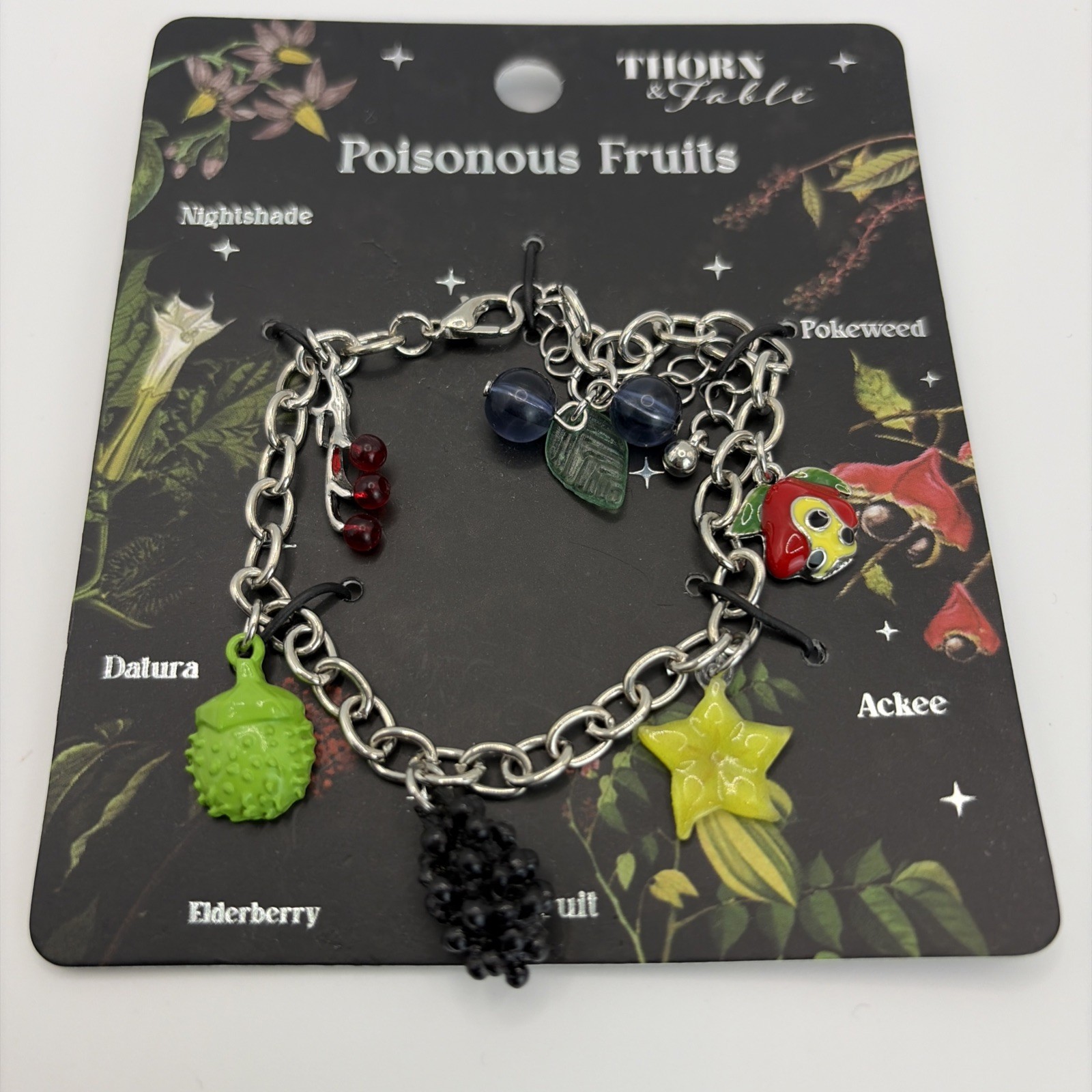 New Thorn & Fable Hot Topic Bracelet Poisonous Fruits Chain Charm Emo Scary