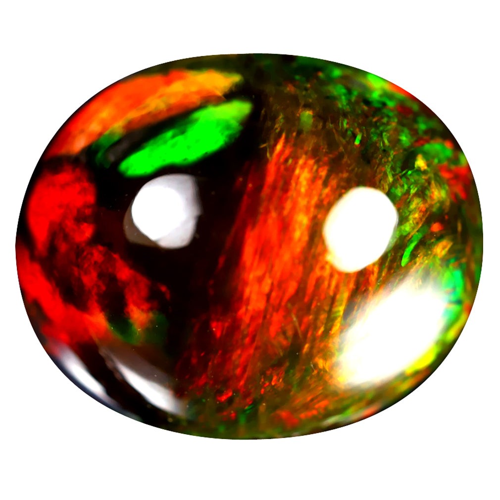 3.45 ct Oval Cabochon(12.01 x 10.02 mm)Ethiopian 360 Degree Flashing Black Opal