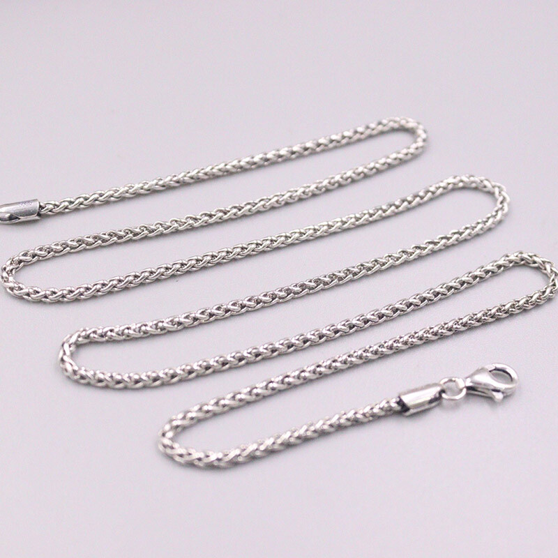Real Sterling Silver Chain For Men 2mm/3mm/4mm/5mm Wheat Chain Silver Necklace