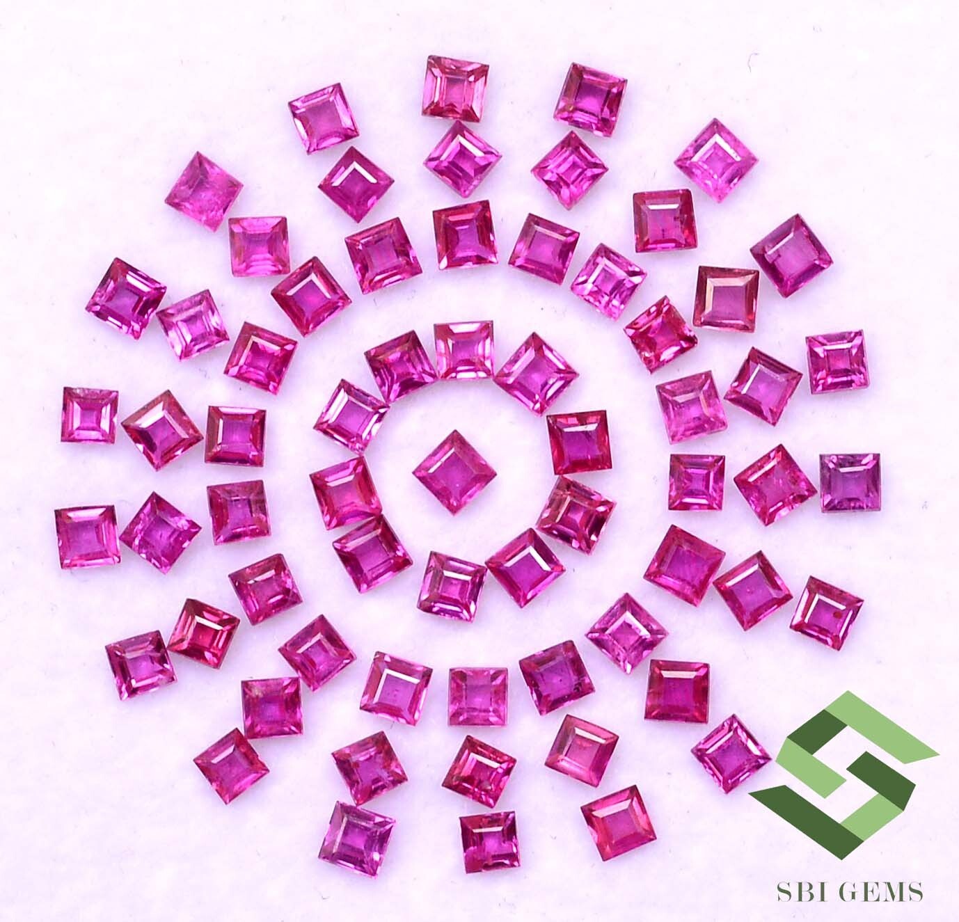 2×2 mm Natural Ruby Square Cut Lot 25 Pcs 1.64 CTS Calibrated Loose Gemstones