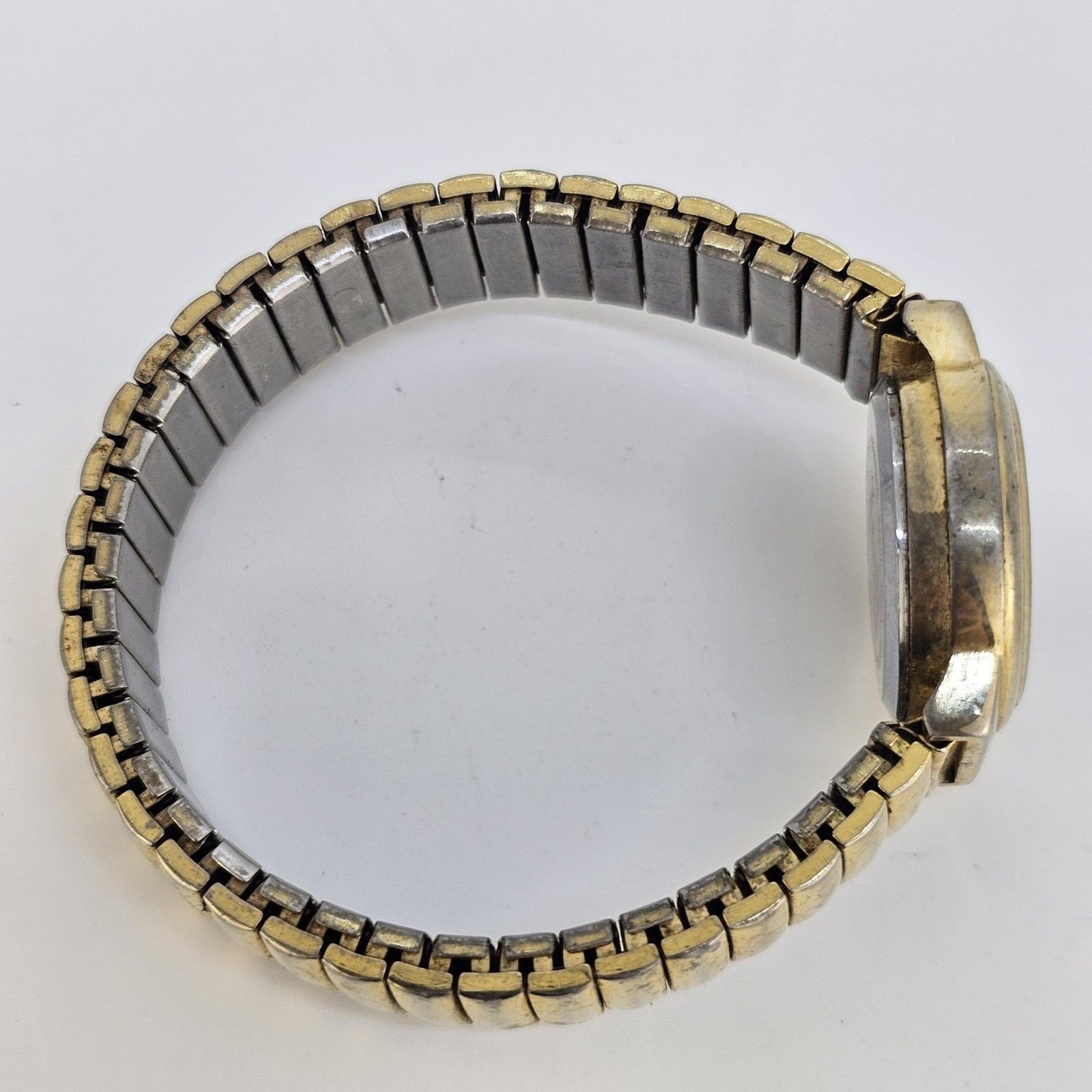 24MM Women’s Watch Gray Dial Gold Case Expandable Band Date 5.75″ New Battery