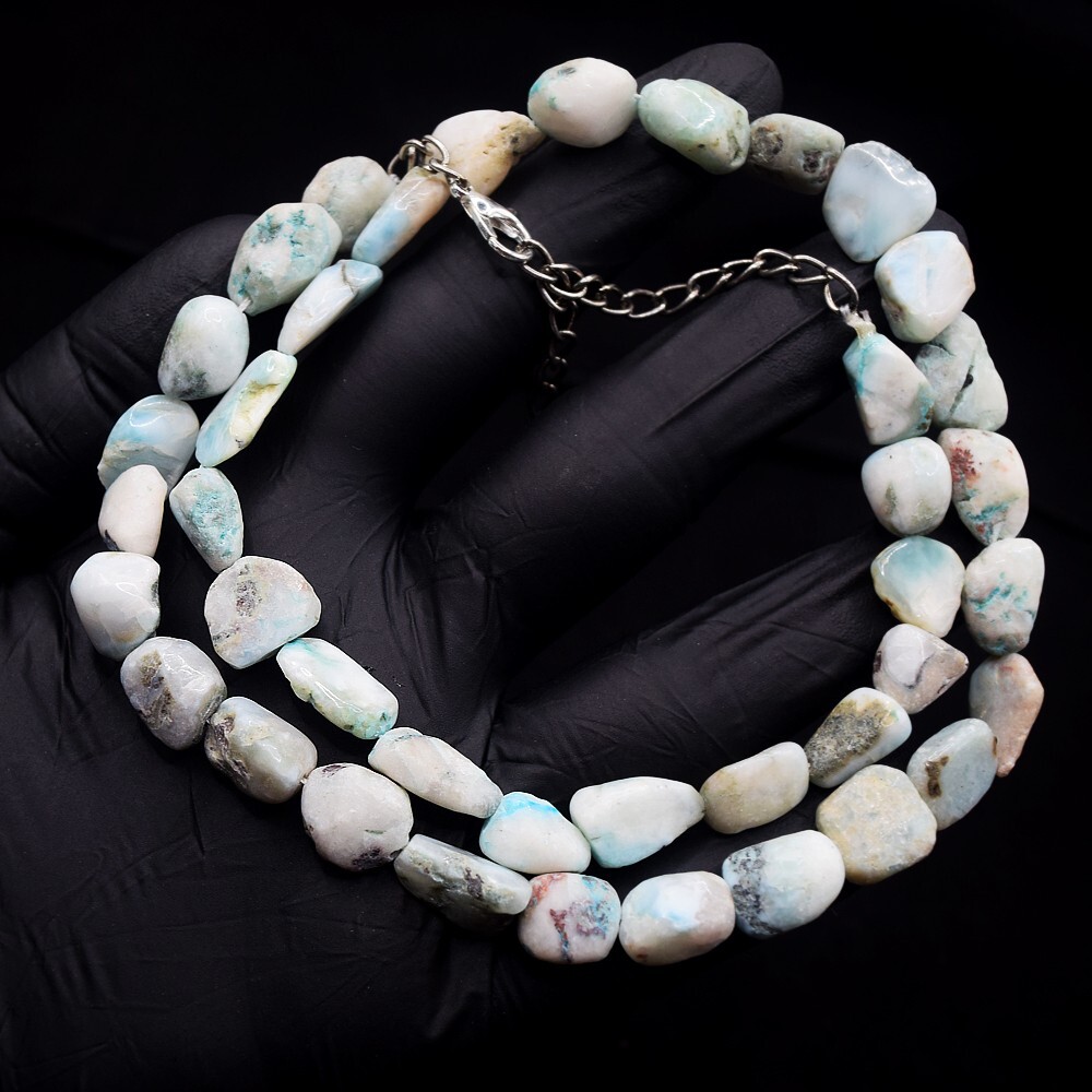 Top Grade Selling Larimar 218.00 Cts Beaded Womens Necklace VK 30 E614