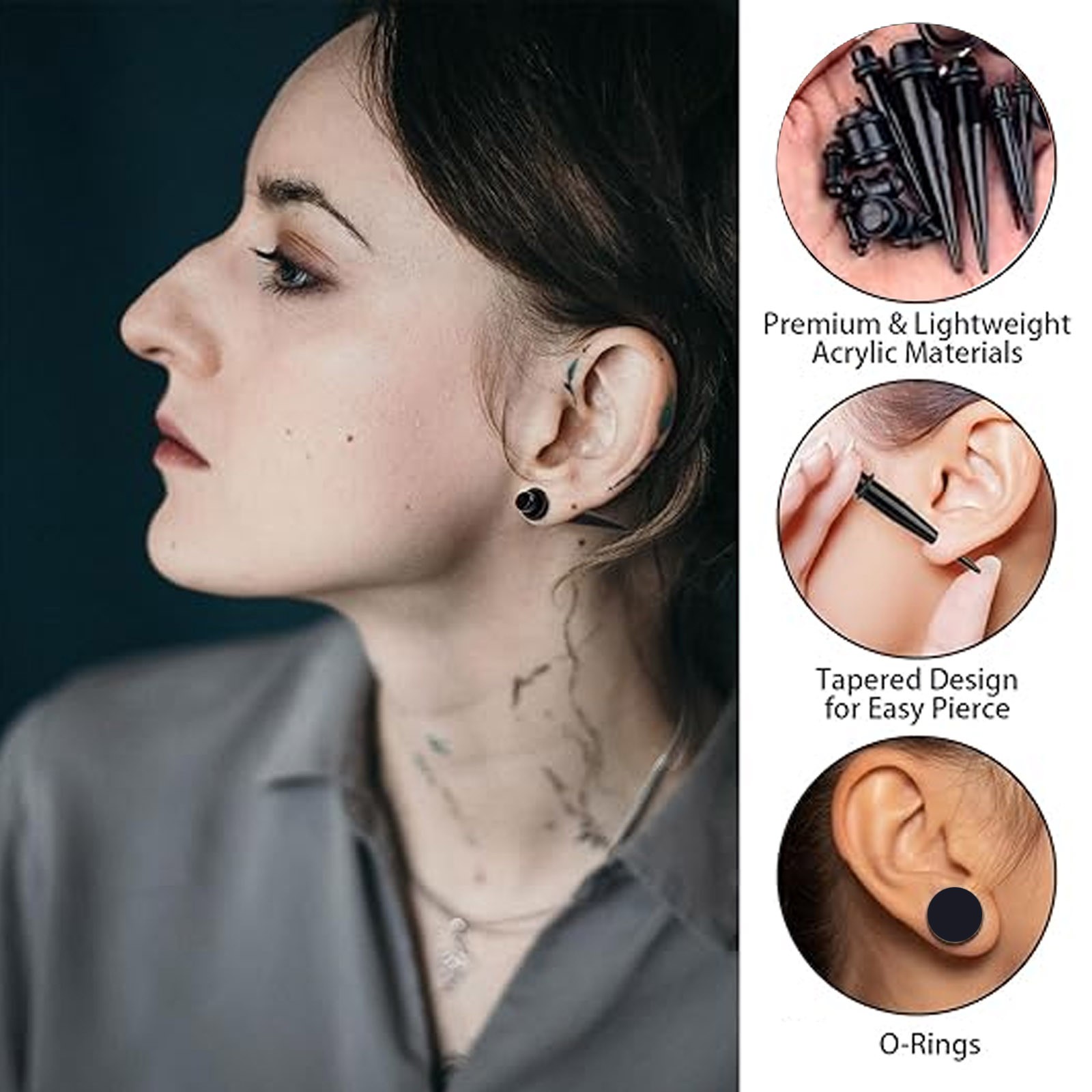 24-36PCS Ear Stretching Kit 14G-00G Acrylic Tapers Plugs Tunnels Gauges Set