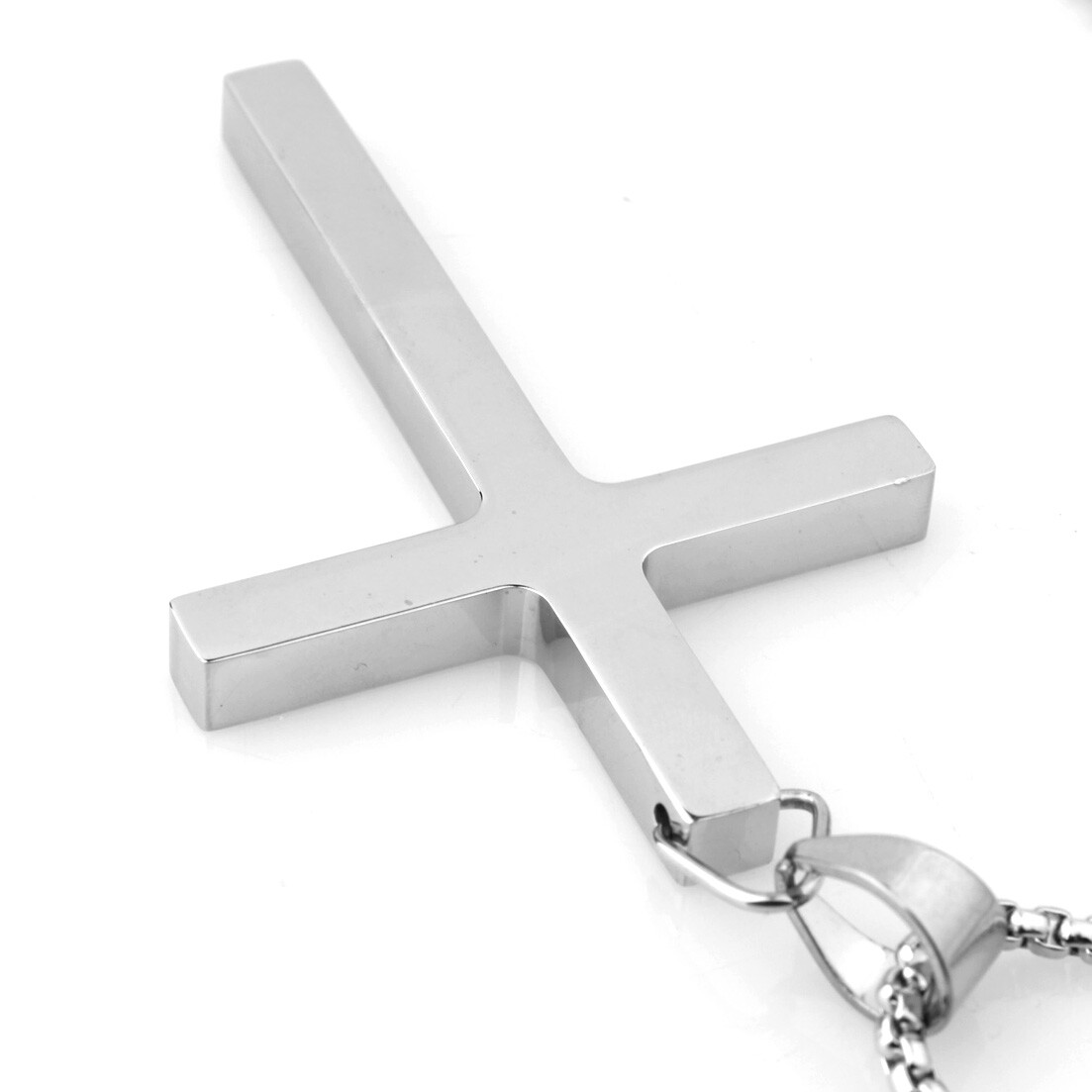 New Gift Unisex’s Men’s Silver Stainless Steel Big Cross Pendant Chain Necklace