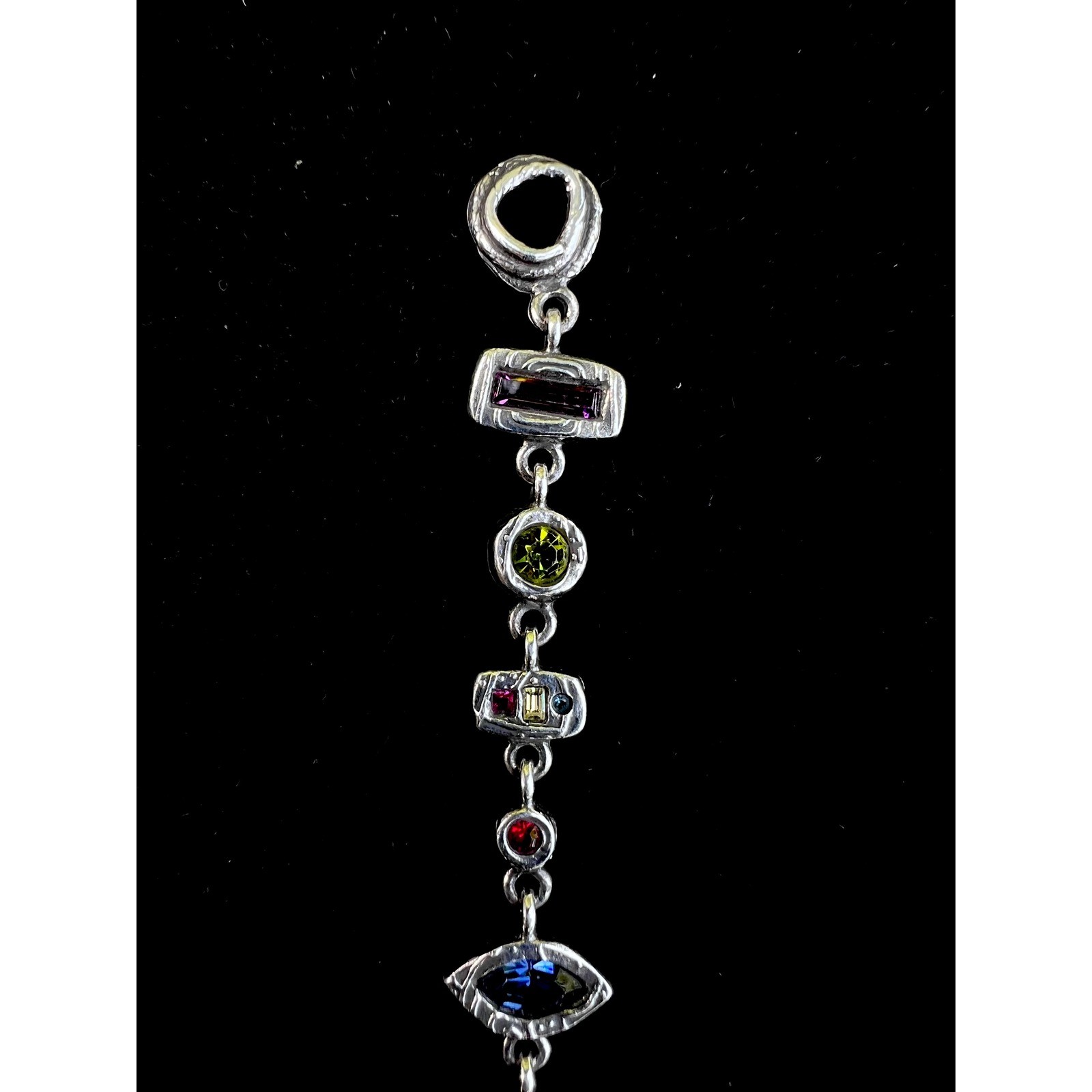 VTG Patricia Locke Signed Multi Color/Shape Swarovski Crystal Link Bracelet