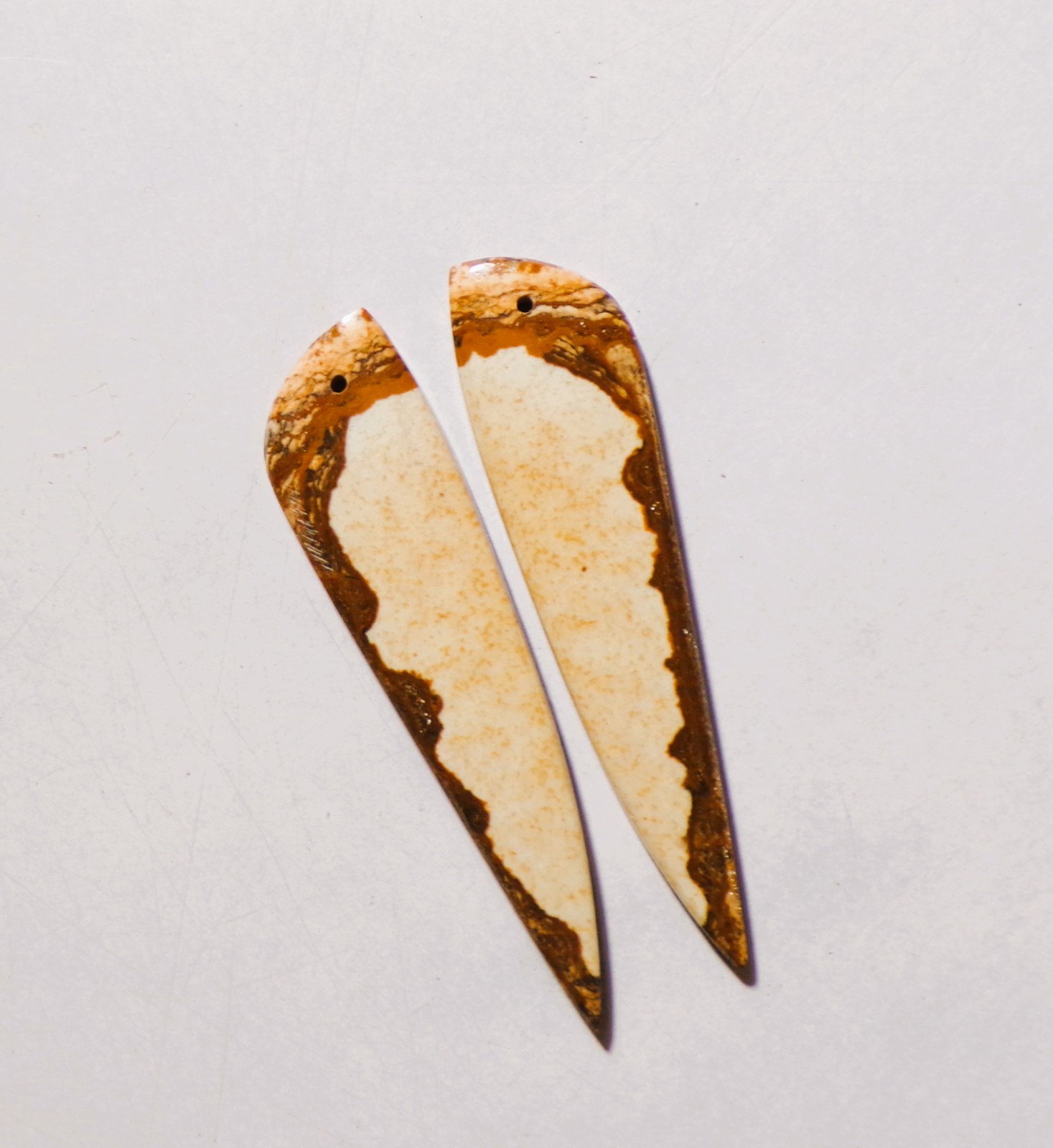 48.35 Cts Natural Picture Jasper Drilled Cabochon Match Pair Gemstone 58X14MM 21