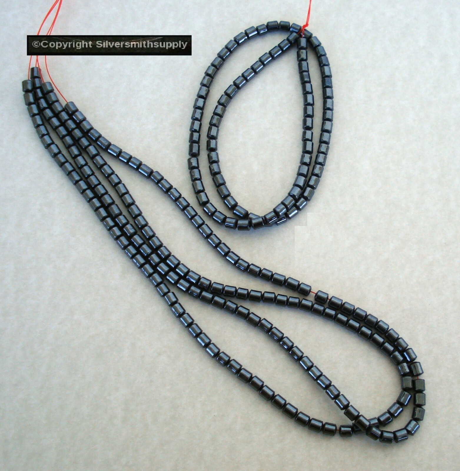 3 Strands Recon Hematite beads 6x5mm Tubes approx. 85 beads per strand BS003B