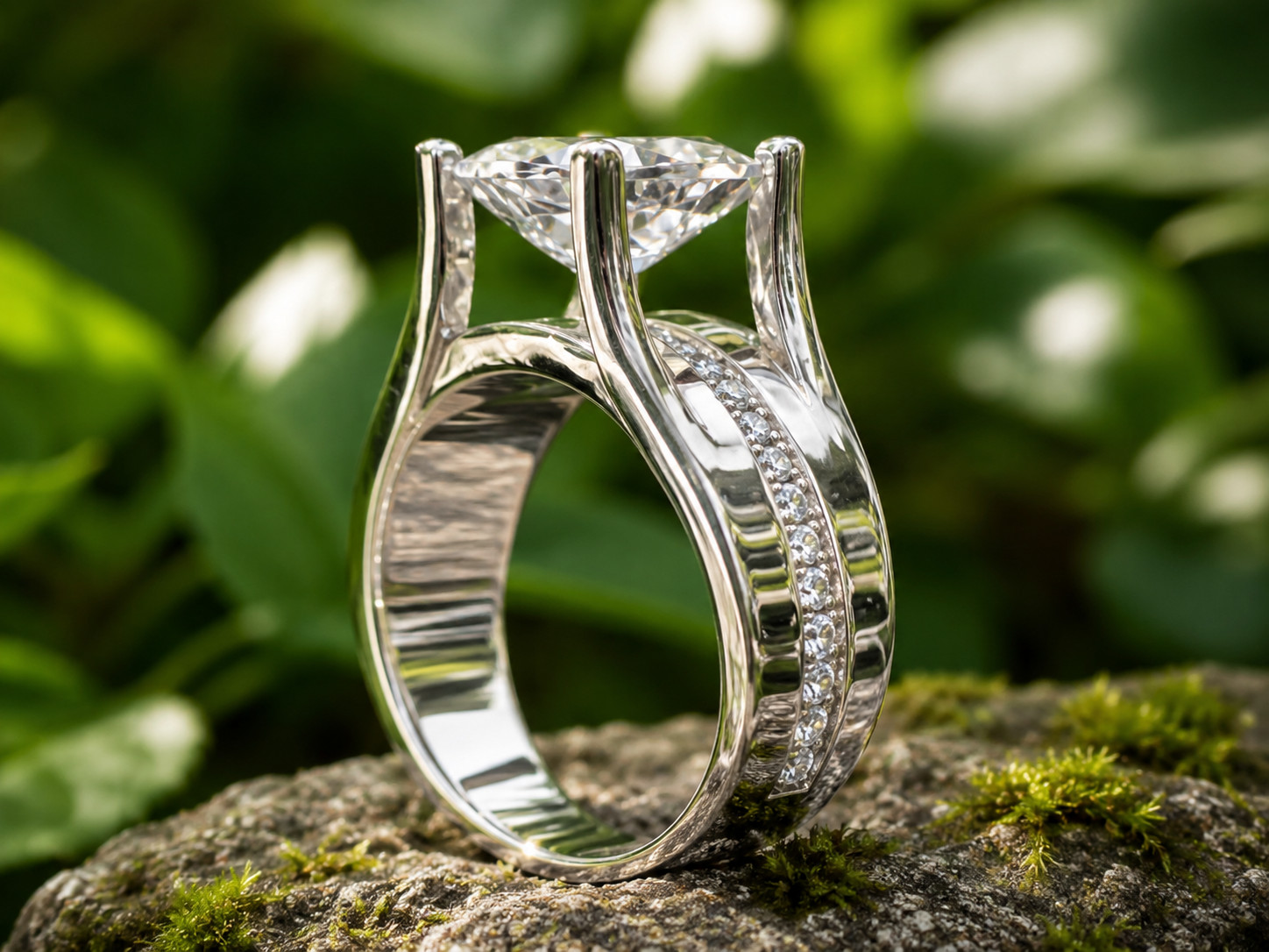2Ct Lab Created Diamond Solitaire Engagement Ring 14K White Gold Plated Silver