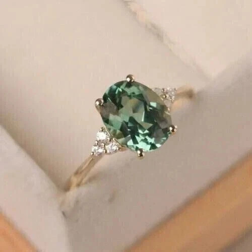 2Ct Oval Lab Created Alexandrite Solitaire Wedding Ring 14K Yellow Gold Plated