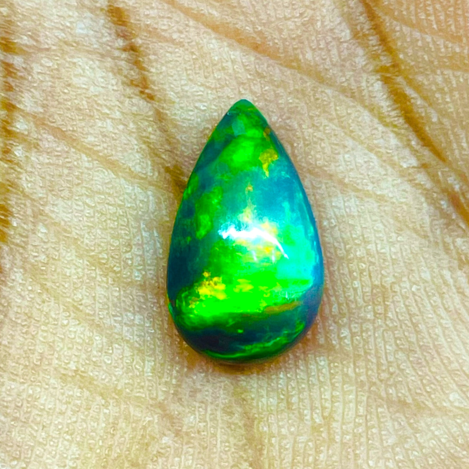 2.88 Ct Natural Ethiopian Black Opal 13.8x8mm Multi Fire Loose Cabochon Gemstone
