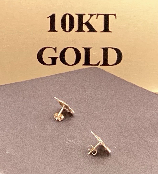 Real Stamped 10 KT Yellow Gold Hollow Gummy Bear Children Studs