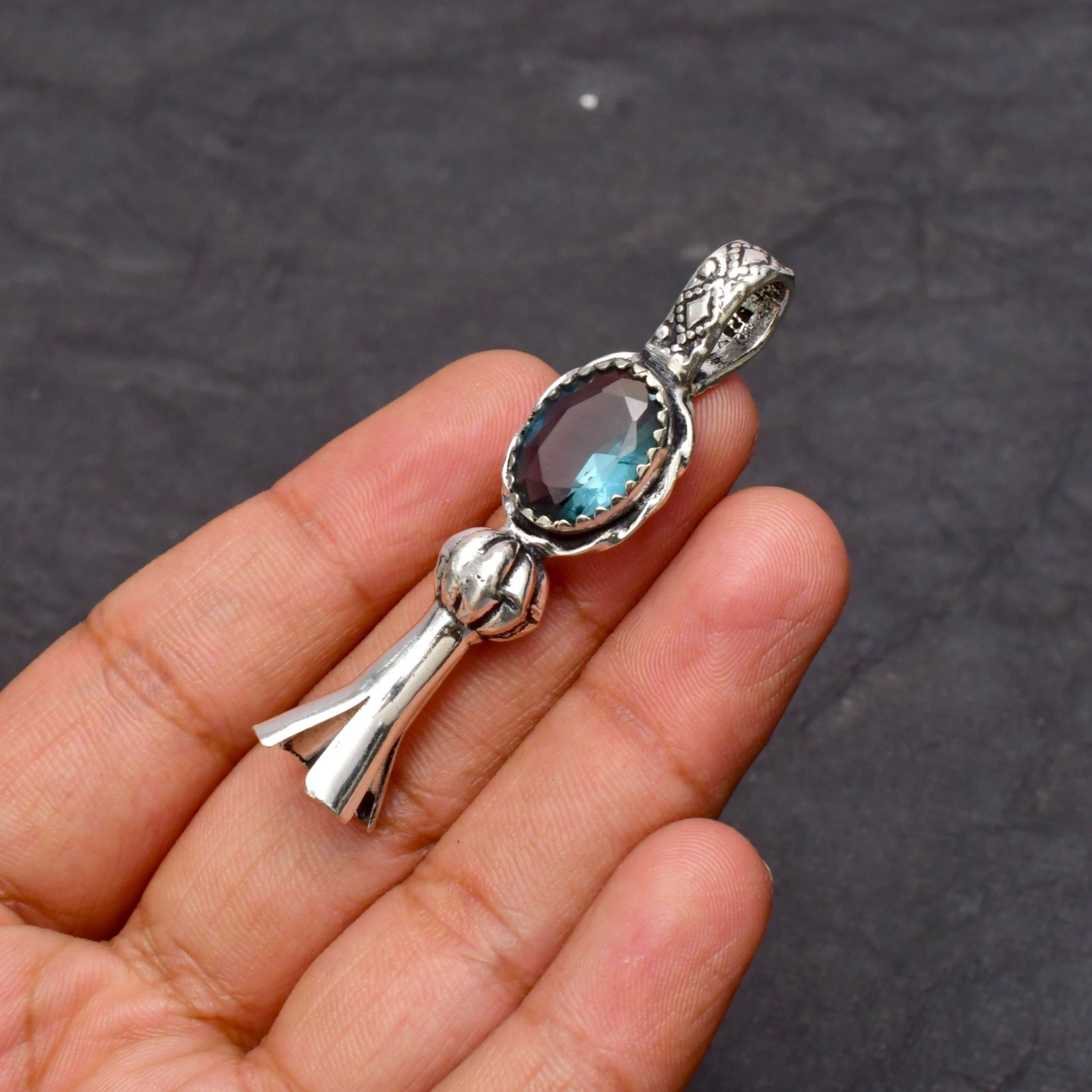 Indicolite Gemstone 925 Sterling Silver Jewelry Pendant 1-2″