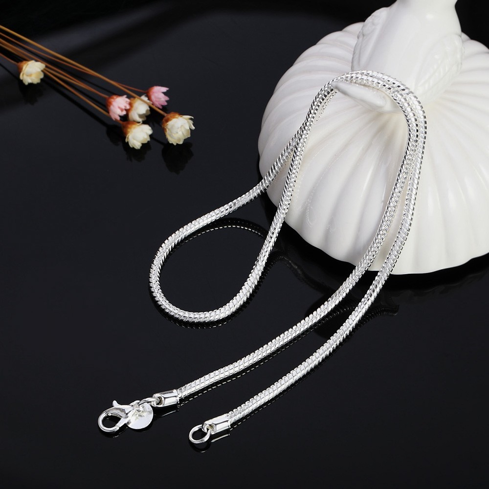 925 Sterling Silver Solid Snake Chain Necklace Men Women Pendant Jewelry 40-75cm