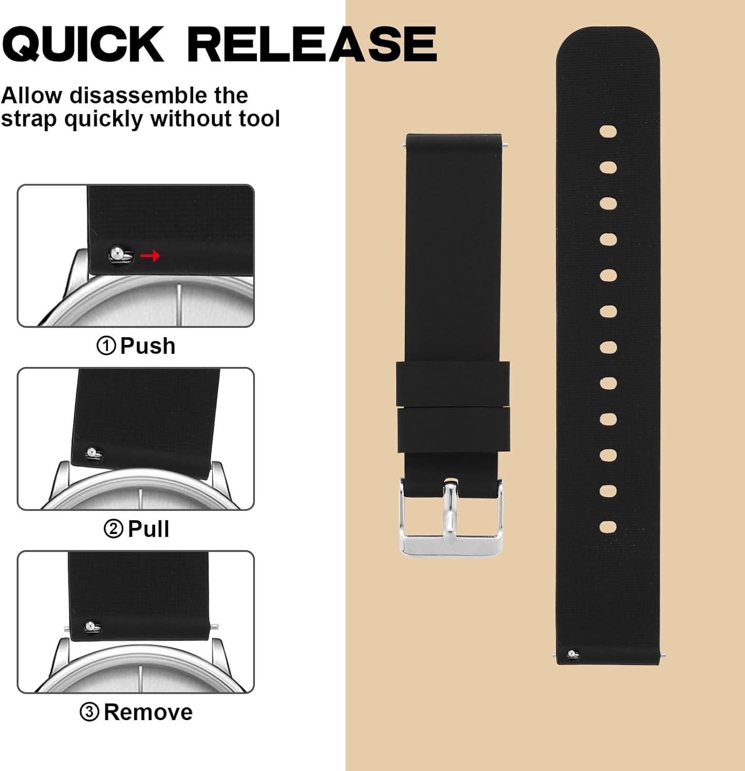 2PCS Silicone Watch Bands Set, Easy Fit Quick-Release Straps for 18mm, 20mm, …