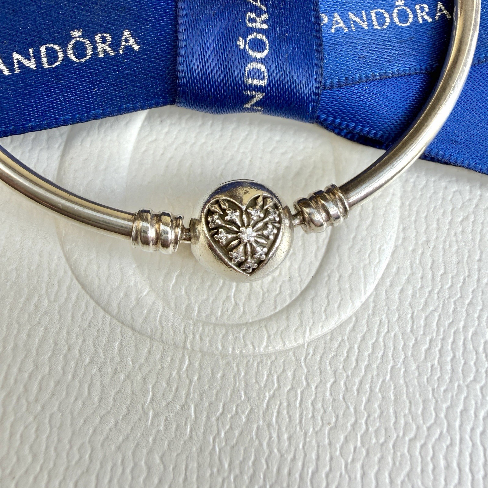Authentic Pandora Silver “You Melt My Heart” Winter Bangle 19cm #598619C00