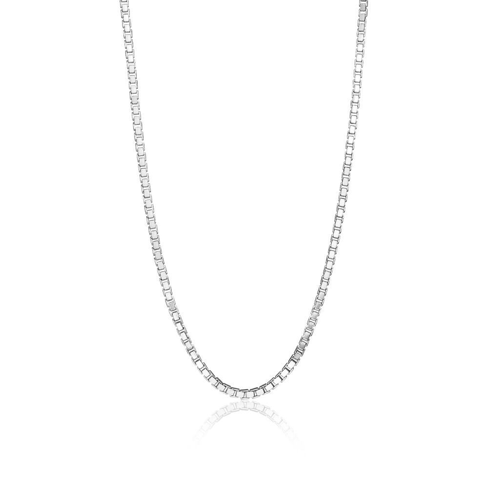 1.3mm Box Chain Dainty Necklace in Sterling Silver, 1.38 Inches
