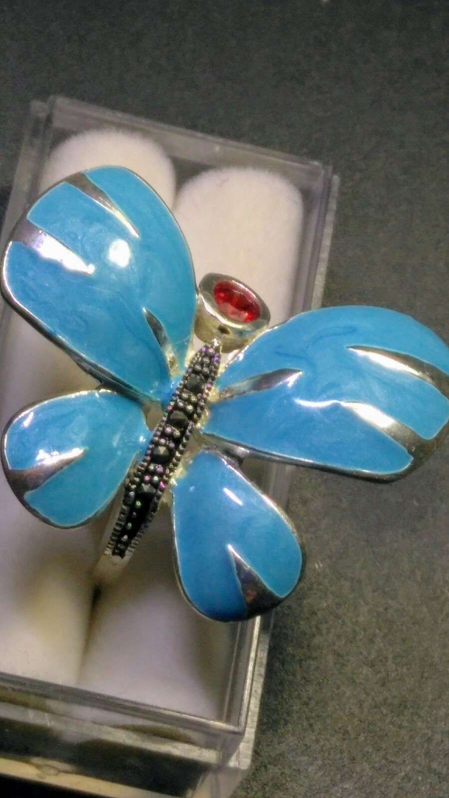 LIVELY MEENAKARI BUTTERFLY IN STERLING SILVER.925 RING SIZE 9.0-9.25