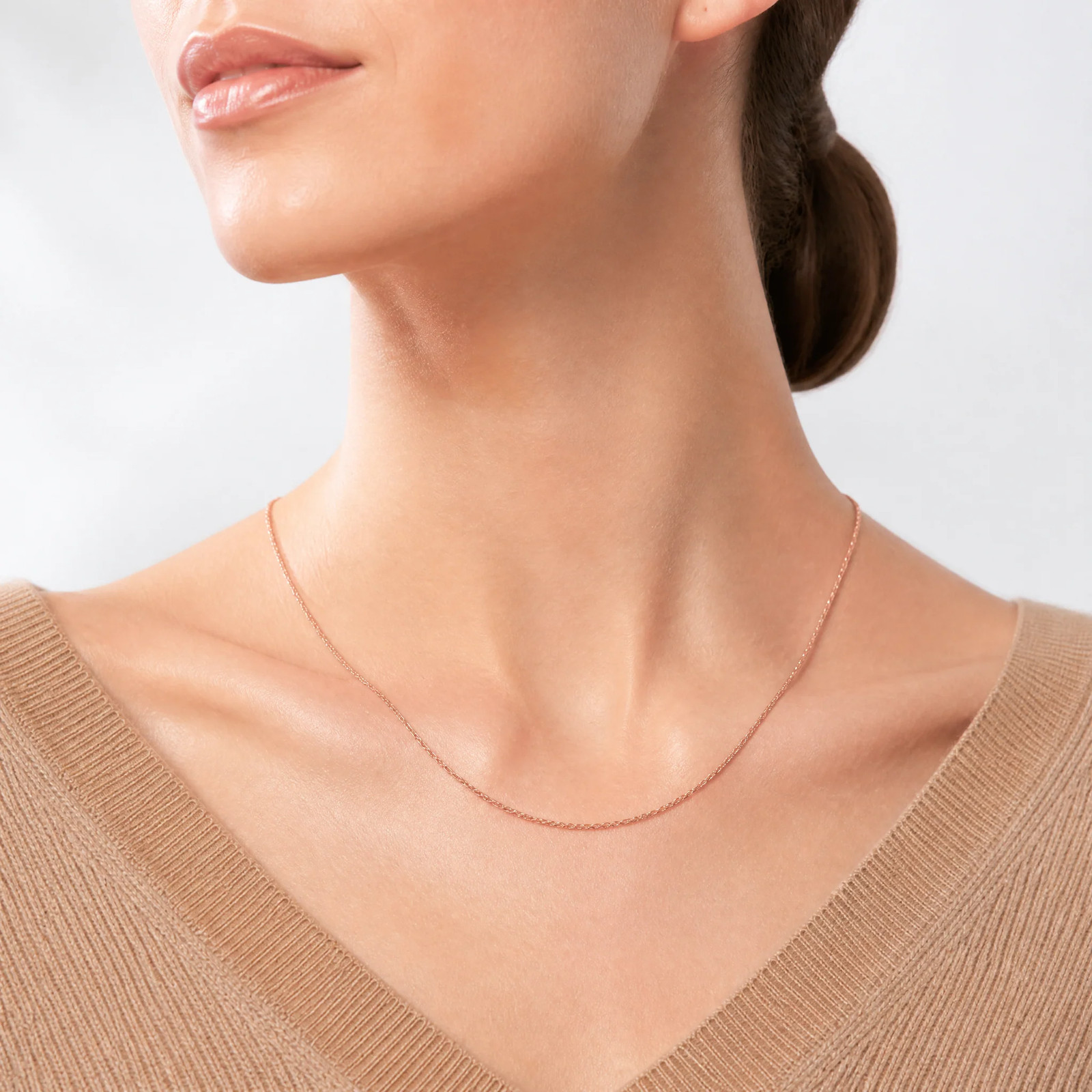 10K Rose Gold .7 Mm Carded Cable Rope Chain Necklace 16″-24″