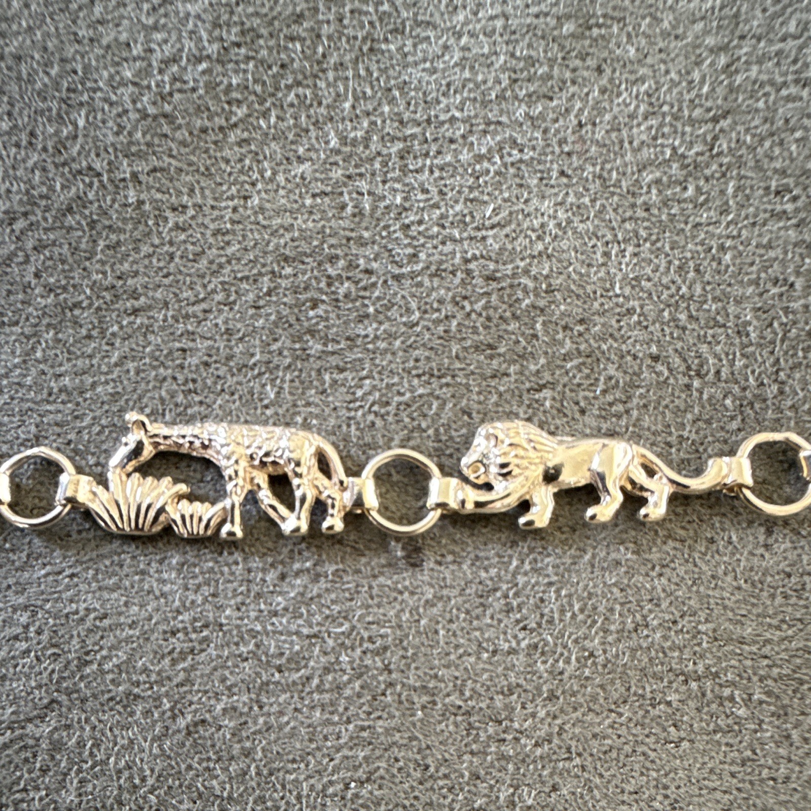 10K Yellow Gold Noah’s Ark Animal Bracelet 7 1/2 inches Lobster Claw Excellent