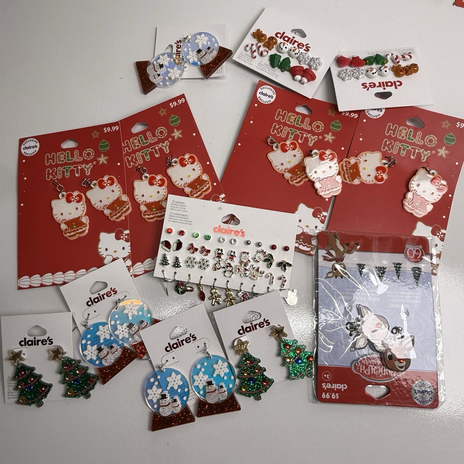 Lot Hello Kitty Earrings Bow Lipgloss Keychain Christmas Stocking Stuffers Gift