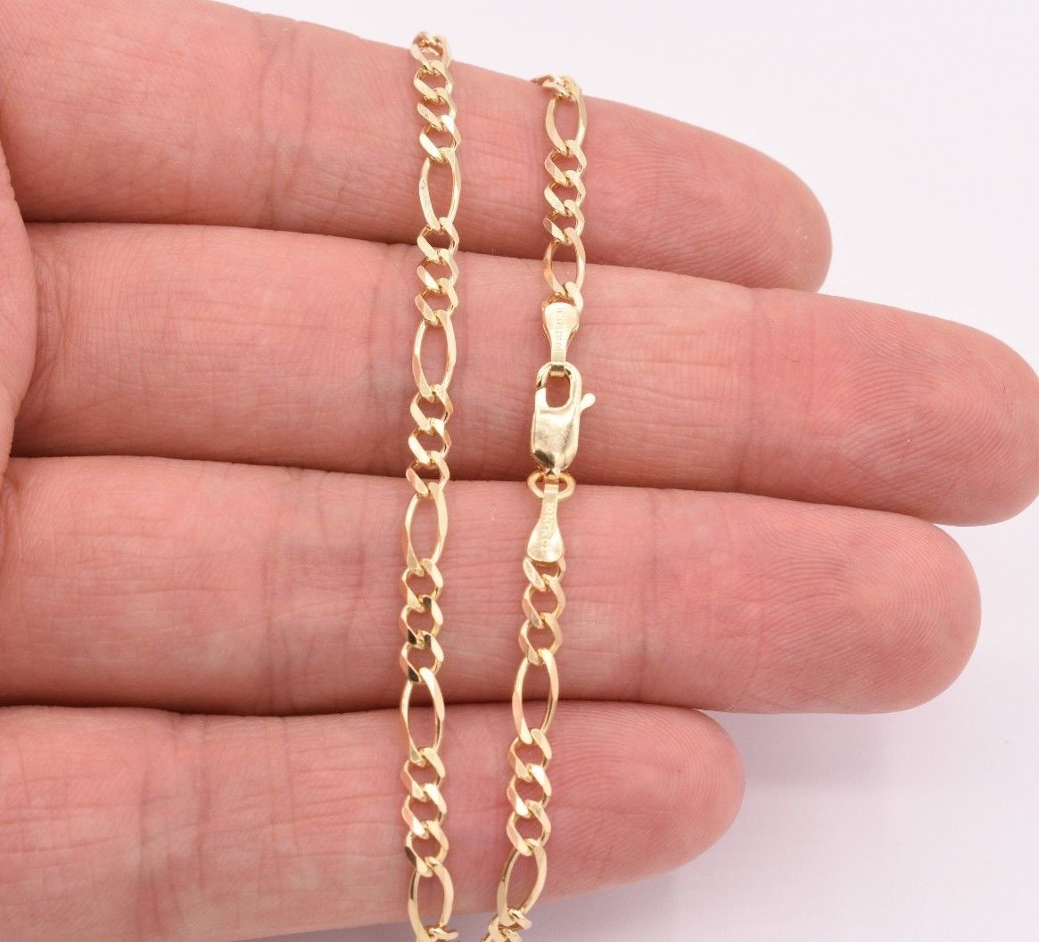 3.5mm Royal Figaro Solid Link Ankle Bracelet Anklet Real 10K Yellow Gold 8″-12″