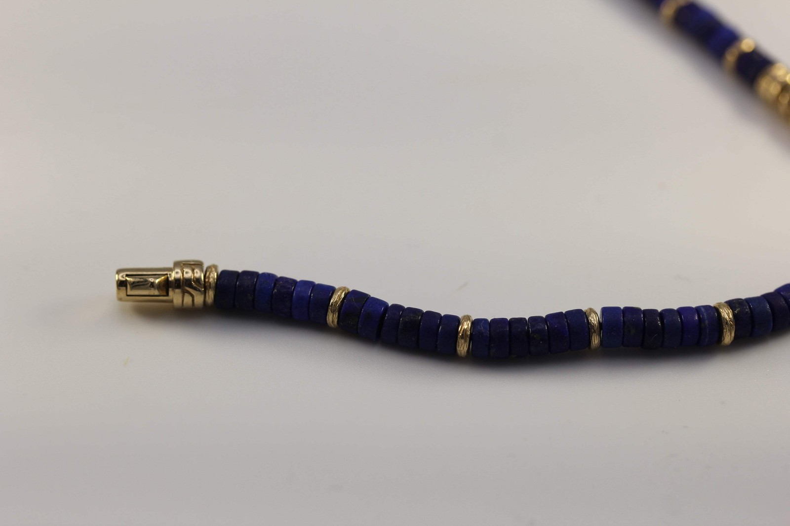 John Hardy 14K Yellow Gold Lapis Heishi Bracelet ~7.25in