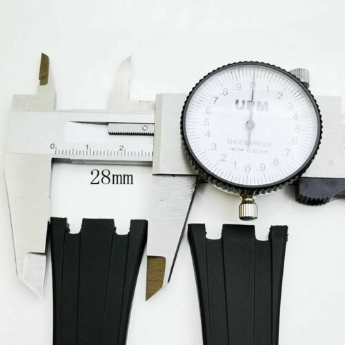 28mm / 18mm Black Rubber Strap Band for AP Royal Oak Offshore 42mm Model