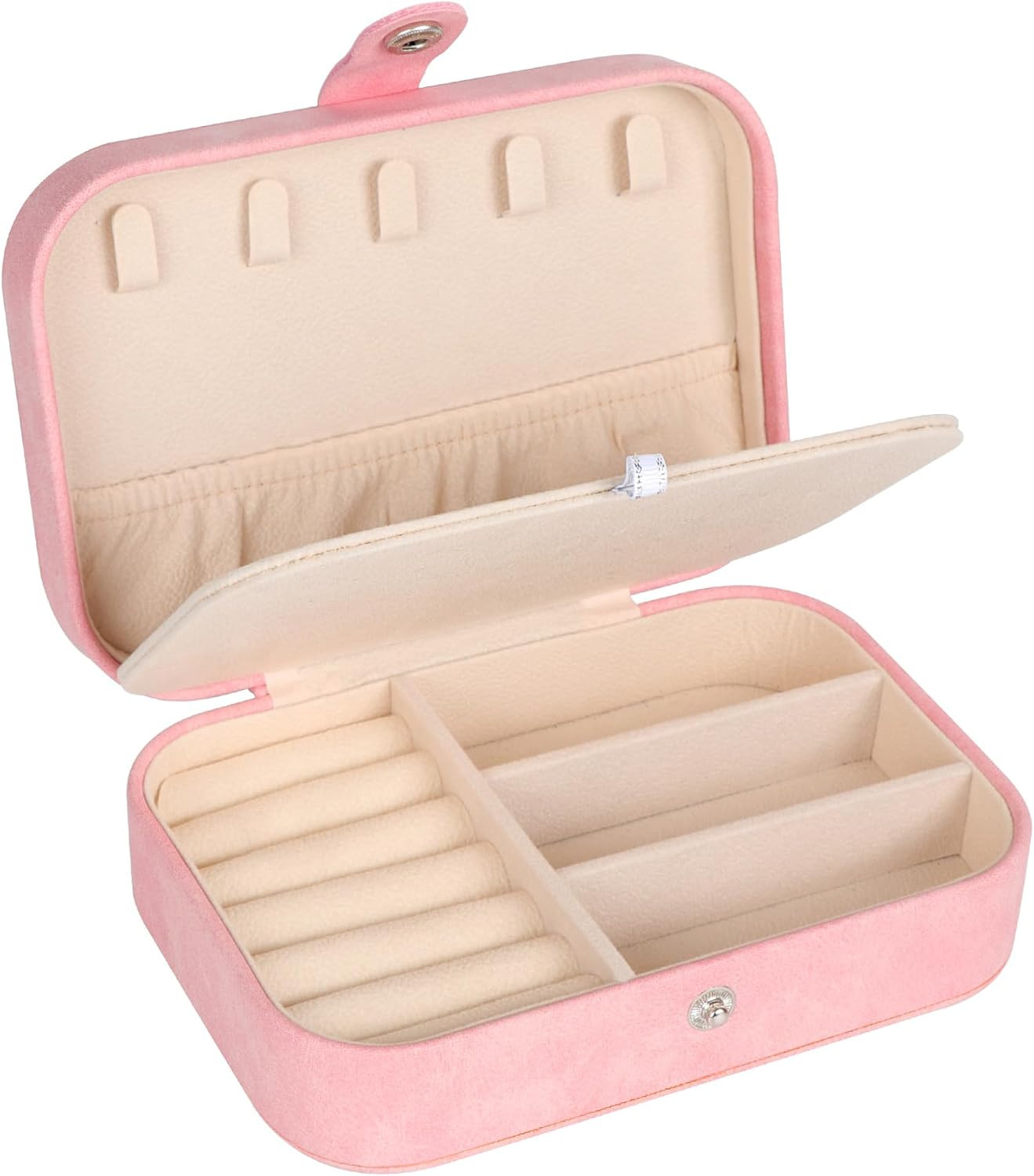 Travel Jewelry Box, PU Leather Small Jewelry Organizer for Women Girls, Double L