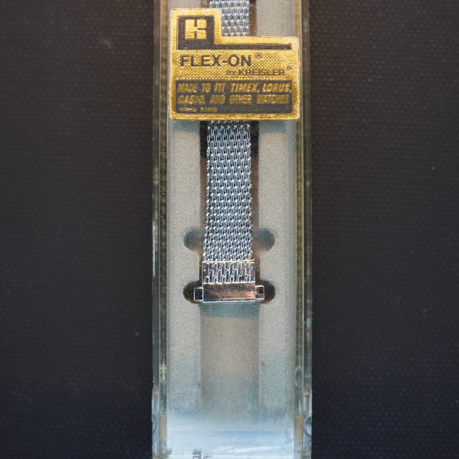 NOS Flex-On by Kreisler Silver Mesh Watch Band 9mm to 11mm Vintage USA