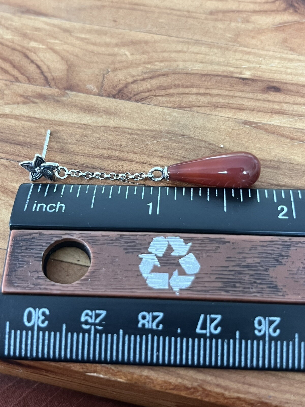 925 Sterling Silver Vintage Flower Carnelian Agate boho drop dangle Earrings