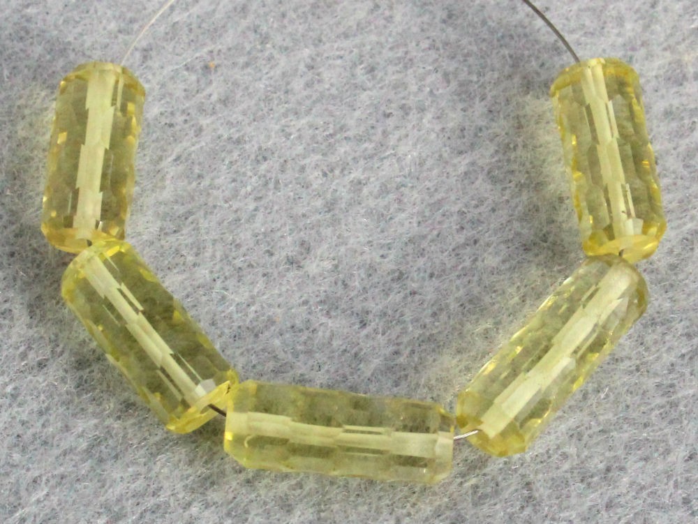 AAA Natural Lemon Quartz Faceted Tube Log Gemstone Beads