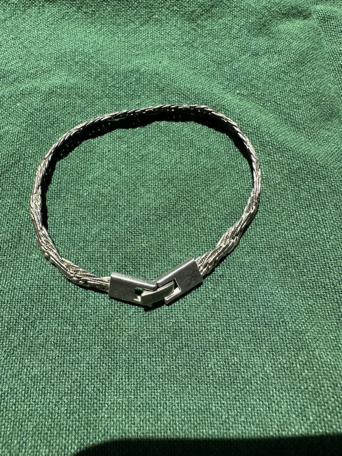 925 Sterling Silver Flat Braided Chain Bracelet 7.5″ Woven Link Design