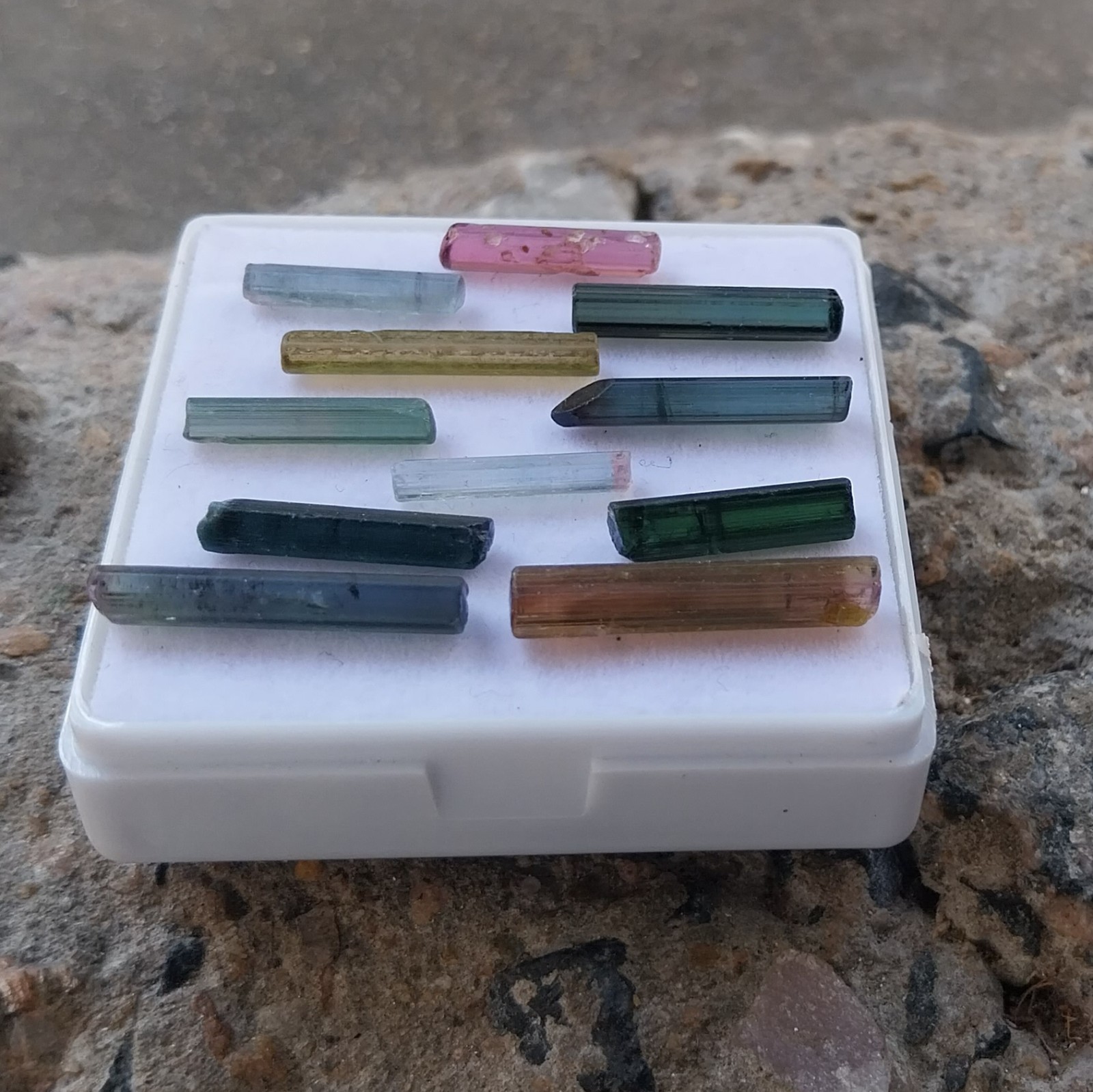 24 Ct 15 to 21 MM Natural Multi Color Tourmaline Raw Rough Pencil 11 Piece Lot