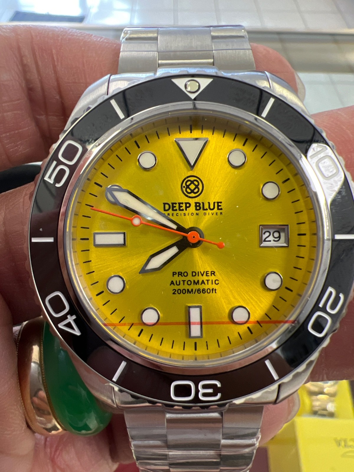 PRO DIVER 200😱YELLOW DIAL 42m AUTOMATIC🔥 DIVE WATCH SILICONE STRAP 😋