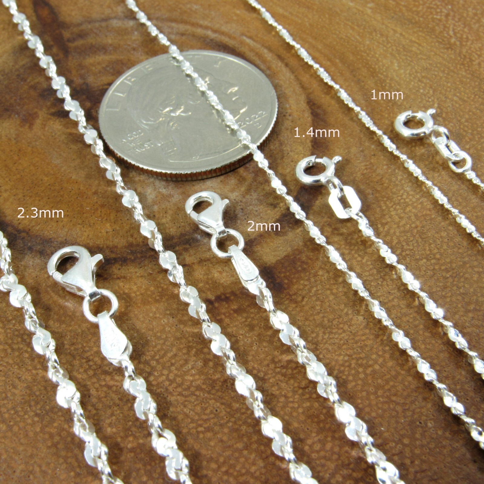 Solid 925 Sterling Silver Women’s Twisted Serpentine Chain Necklace or Bracelet