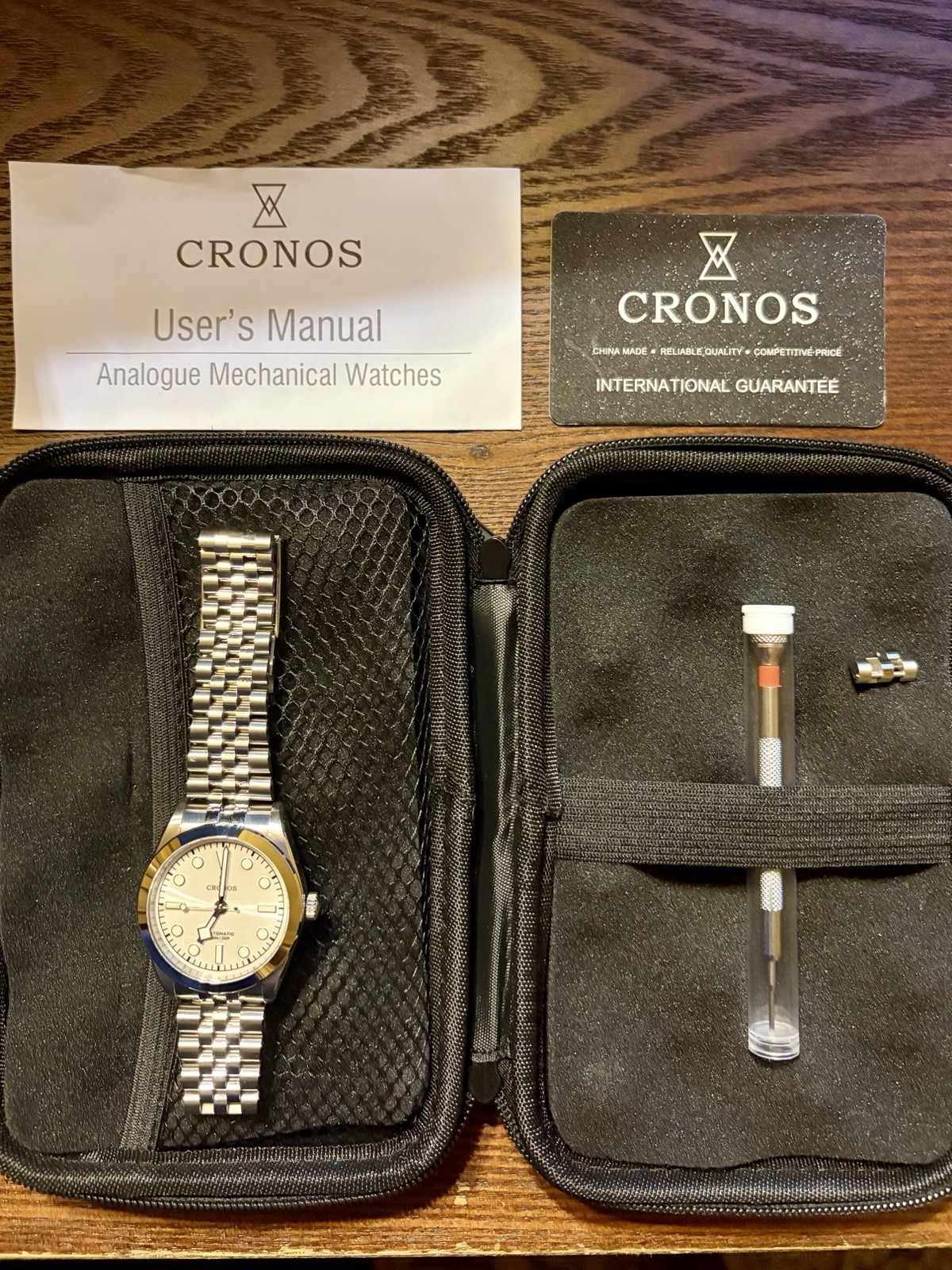 CRONOS BB36 36mm White/Silver with case, papers, tools, links, warranty card