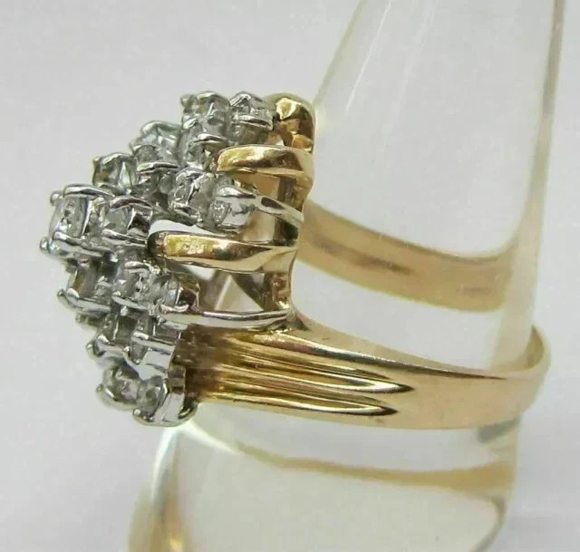 2.50Ct Round Cut Lab Created Cluster Engagement Ring 14K Yellow Gold Plated
