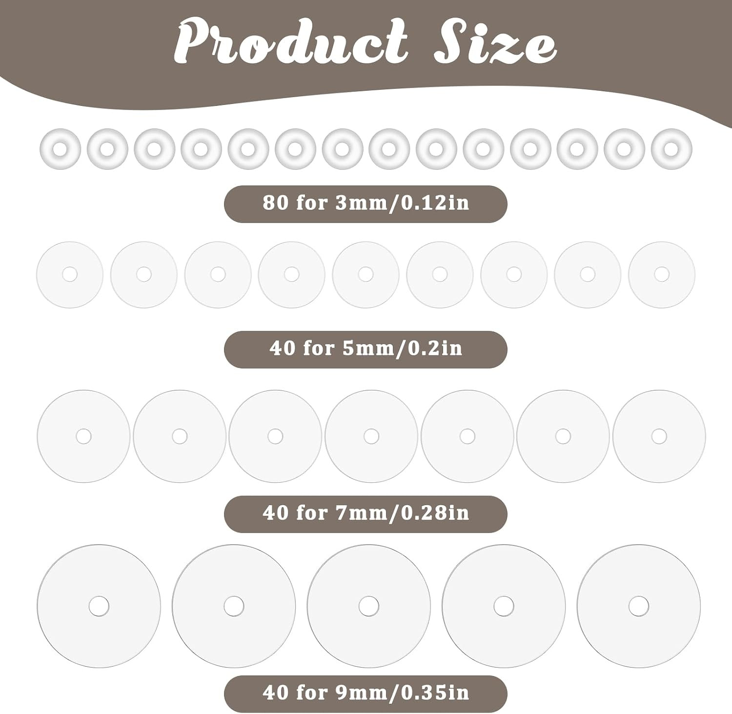 200 Pcs Clear Piercing Disc, for Piercing Bump 3/5/ 7/9 mm Clear Silicone Earrin