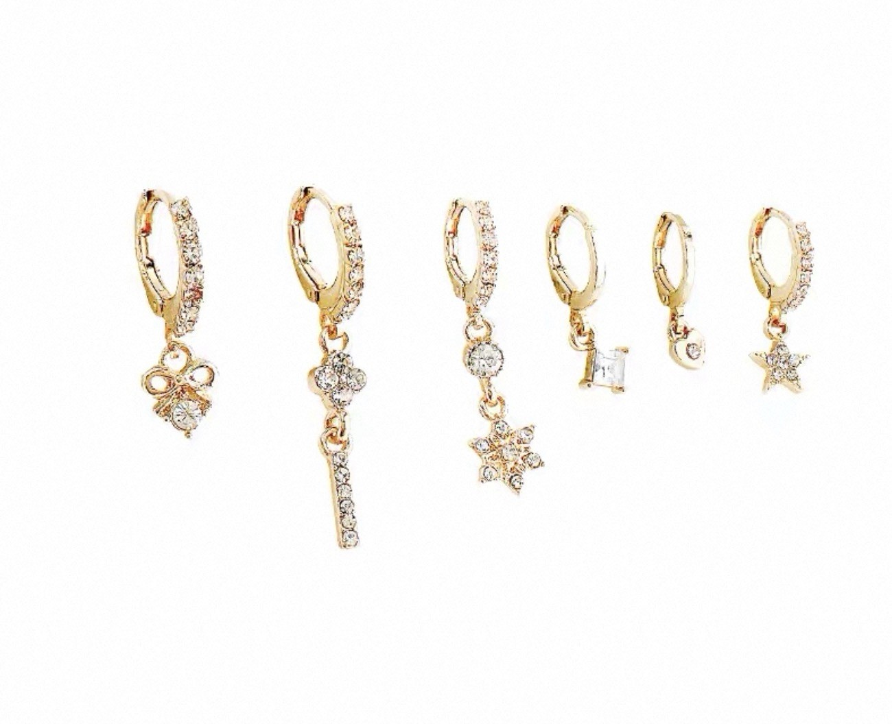6 Pairs Titanium Steel Earrings Set Gift Box Included Random Style Free Shipping