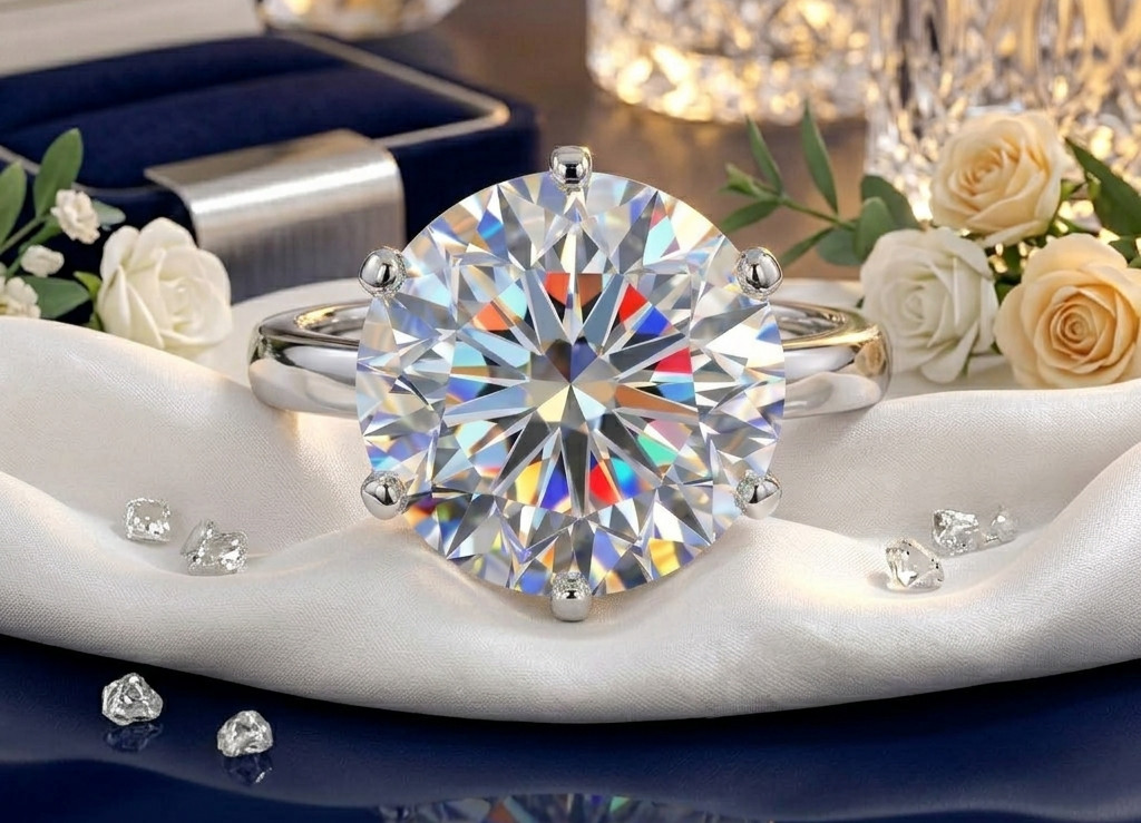 5.00 Ct Certified Round Cut White Natural Diamond Ring VVS1 White Gold Finish