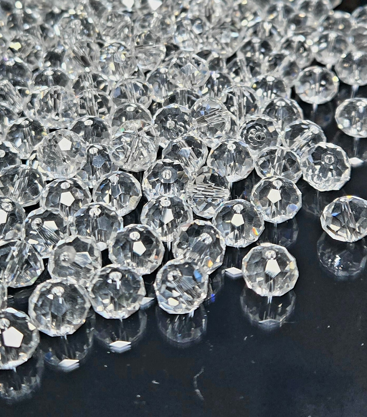 Crystal Beads 6x8mm Beads for Jewelry Making Bulk 180 pcs Clear White Roundelle