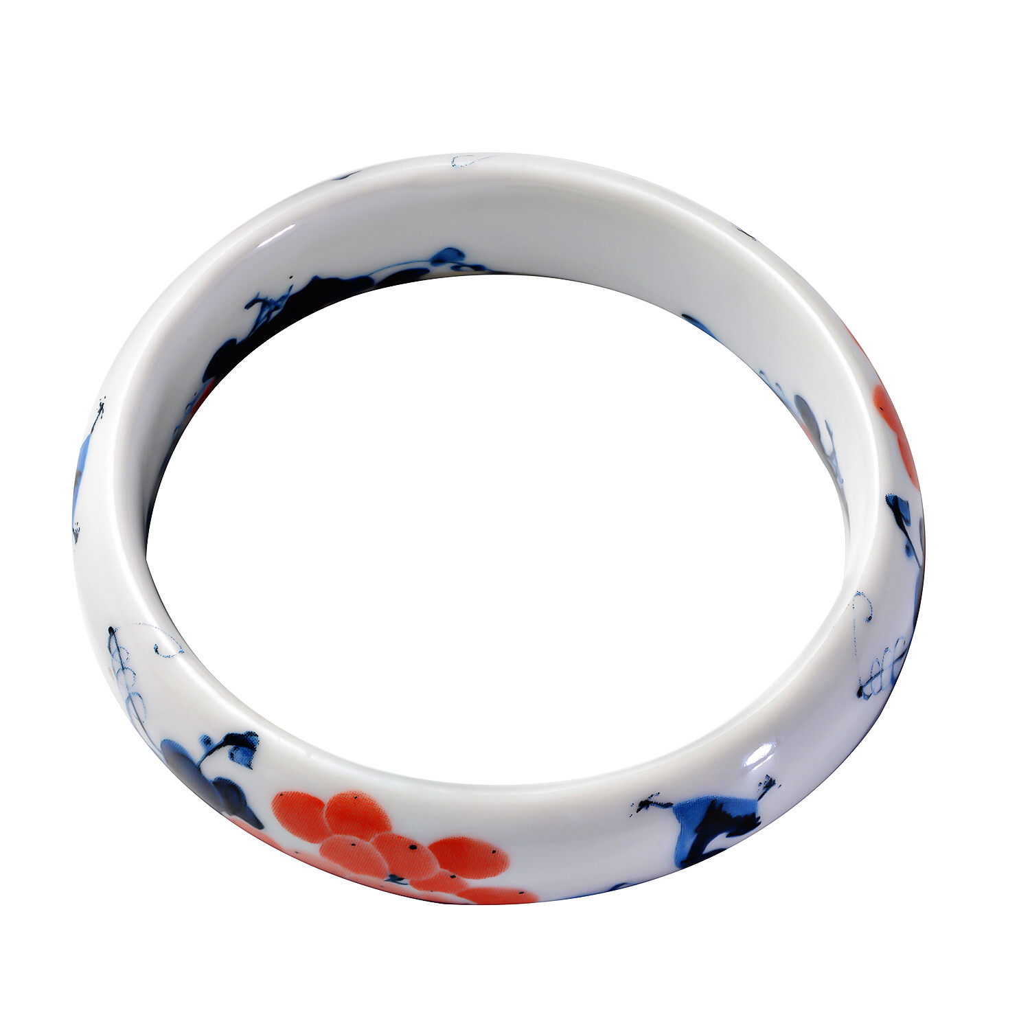 Ceramic Grape Safflower Pattern Bangle Bracelet (8.25 In)