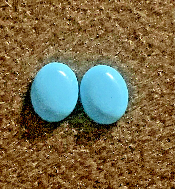 One Pair 10x8x3.2mm Turquoise Oval Cabochons 4.0tcw Sleeping Beauty