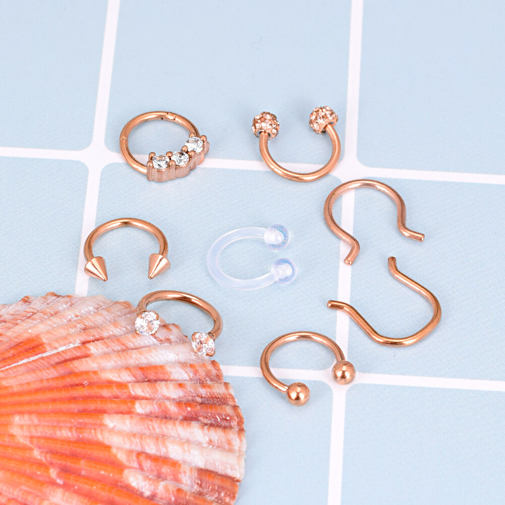 6-12PCS Horseshoe Nose Septum Lip Rings Nipple Tragus Cartilage Eyebrow Piercing