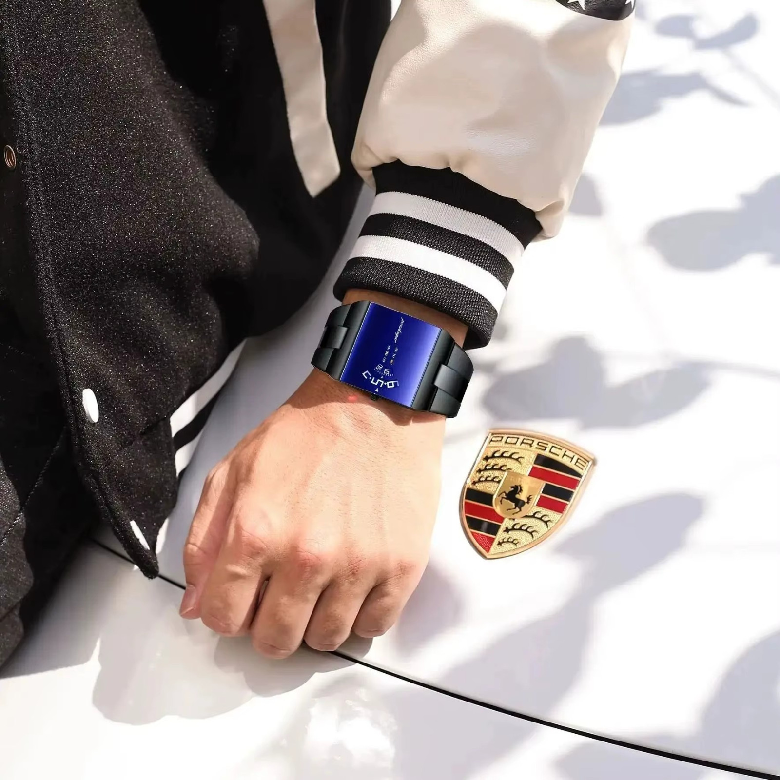 Men’s Watch Stainless Steel Quartz Waterproof Rectangle Luxury Stylish POEDAGAR