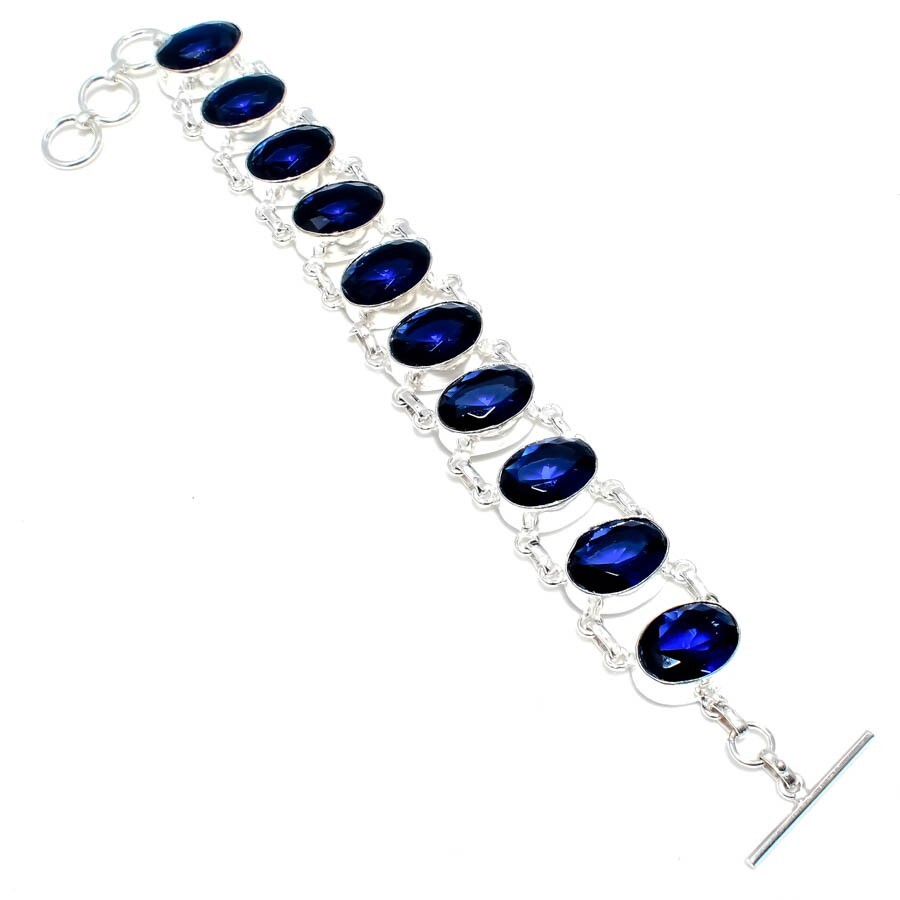 Blue Tanzanite Gemstone Handmade 925 Sterling Silver Jewelry Bracelet Sz 7-8″