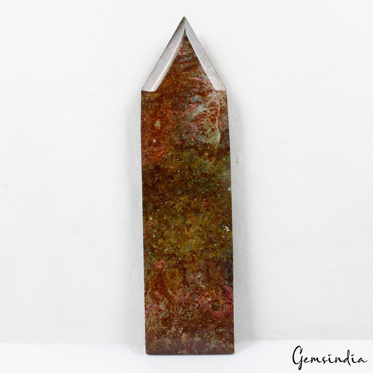 1.1 kg Ruby Zoisite Crystal Tower Point Green & Red Polished Gemstone Home Decor